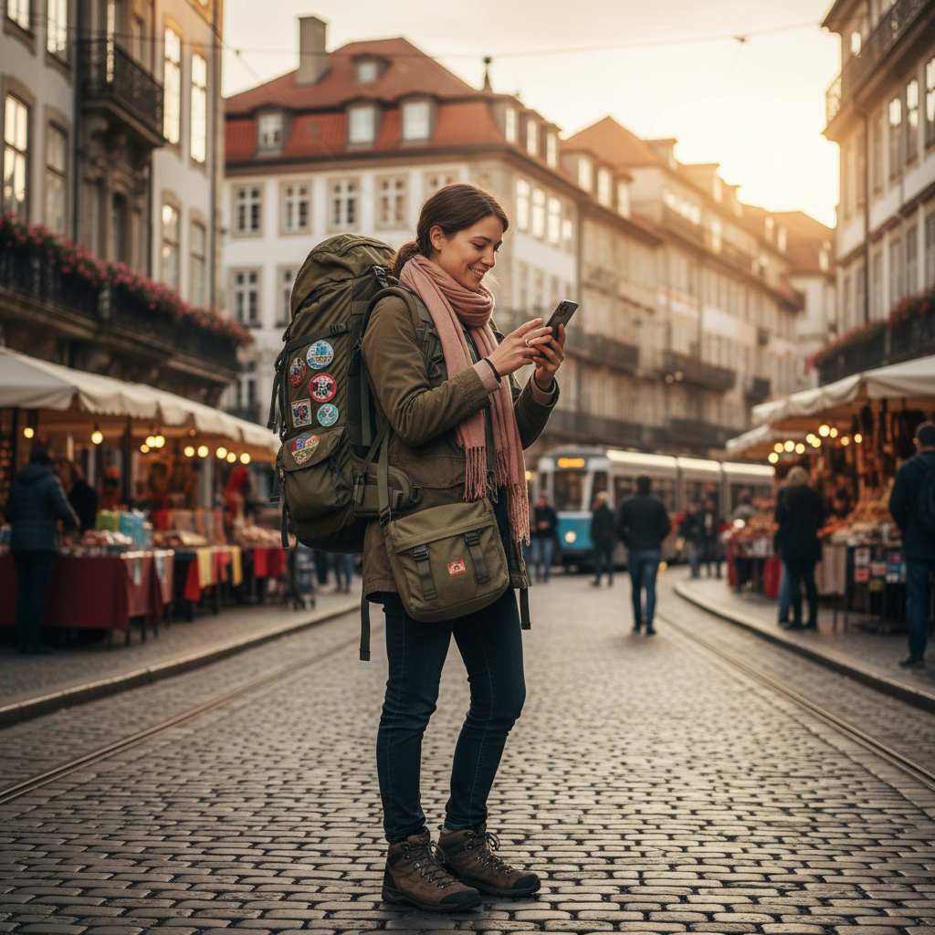 Traveler exploring the world